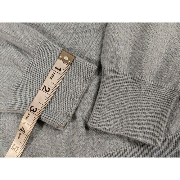 100% mediumweight wool mens medium Pale blue Raffi crew neck sweater - Picture 5 of 16